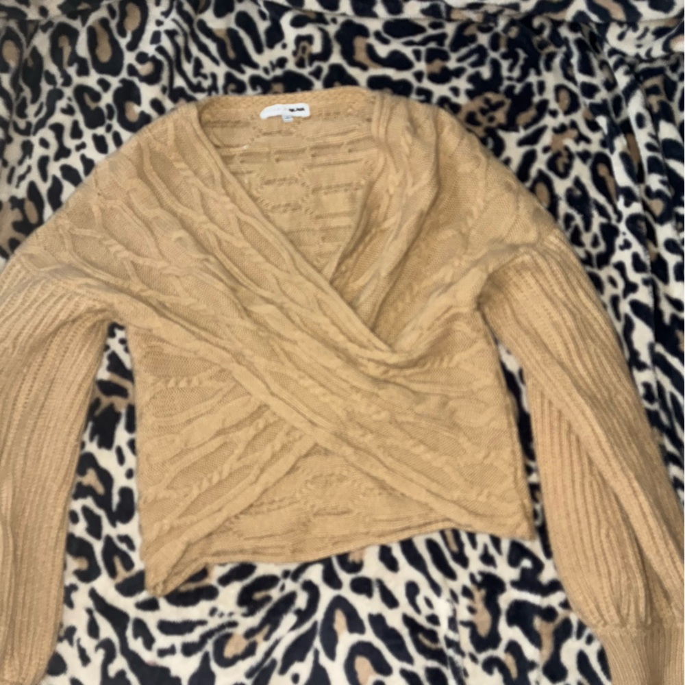 nude fashion nova criss cross sweater size small